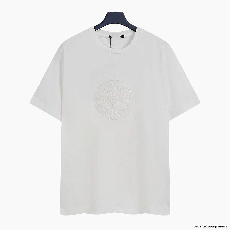 Louis Vuitton Minimalist Style White T-Shirt with Embroidered Round Logo