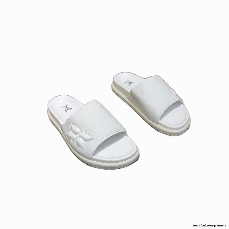 Louis Vuitton Monogram Casual Style White Slide Sandals