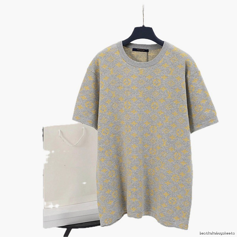 Louis Vuitton Monogram Collection Vintage Style Grey-yellow Short-sleeve T-shirt