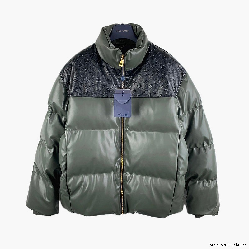 LV classic style fashionable dark green down jacket