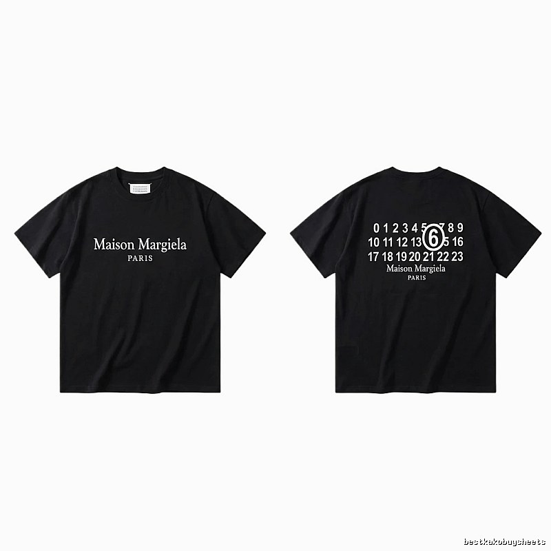 Maison Margiela black T-shirt with digital printing.