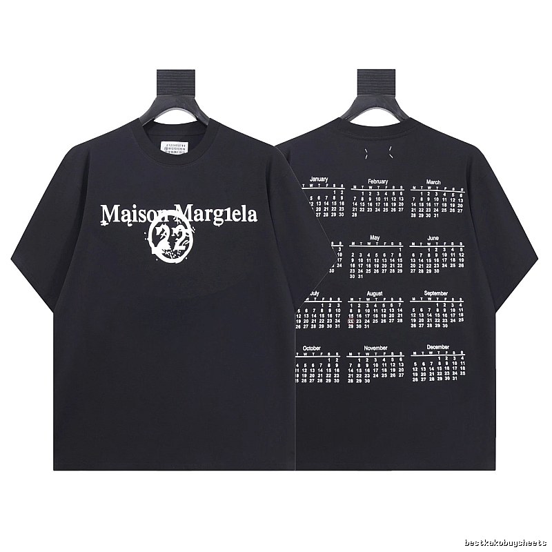 Maison Margiela Calendar Print Trendy Cool Black T-Shirt