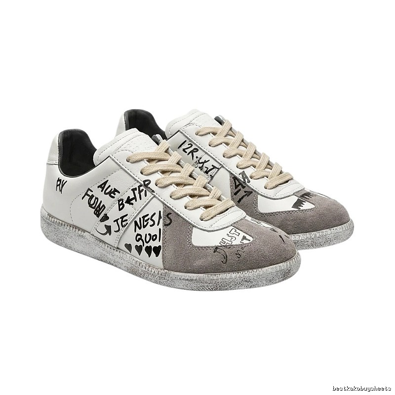 Maison Margiela Graffiti Style Gray and White Shoes