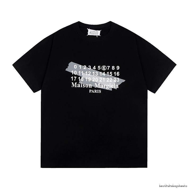Maison Margiela Number Series Trendy Cool Black Short Sleeve T-Shirt