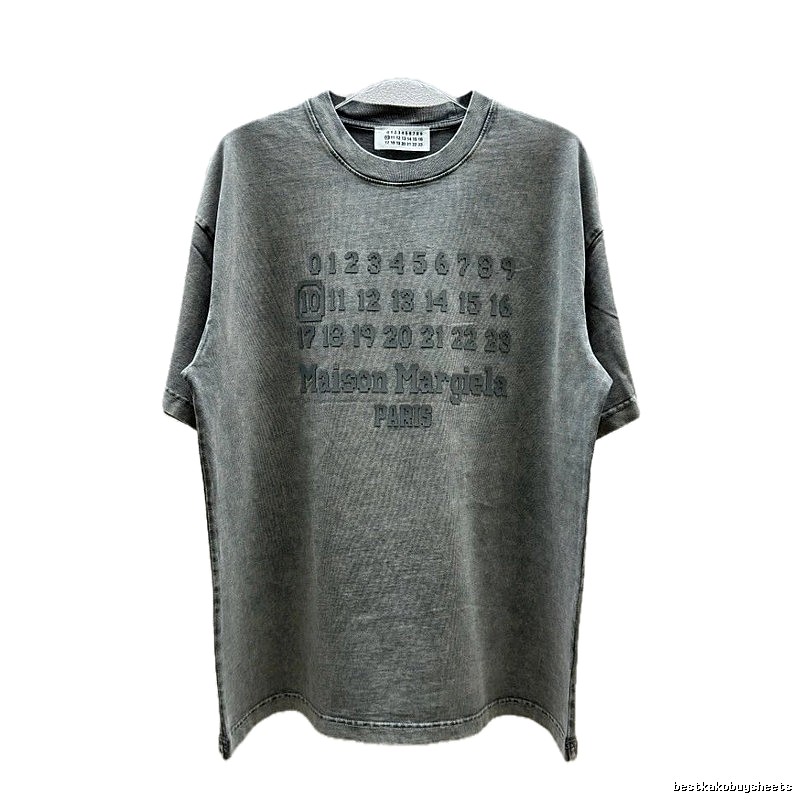 Maison Margiela Numbers Collection Vintage Washed Grey Short Sleeve T-Shirt