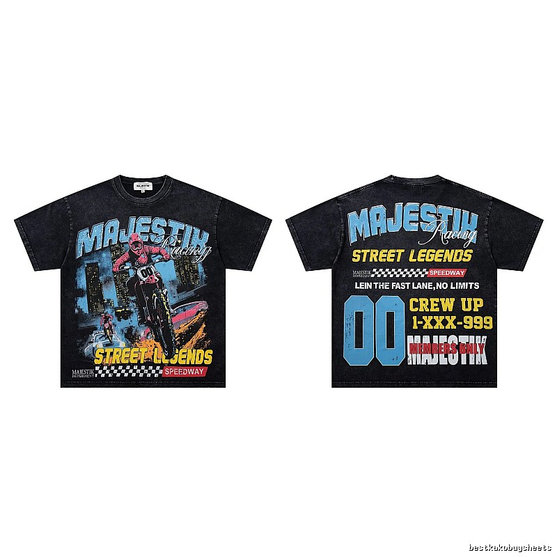 MAJESTIK Racing Vintage Street Black Short Sleeve T-Shirt