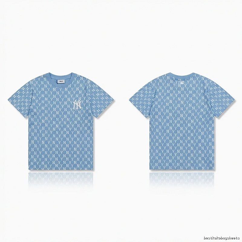 MLB full - print style light blue T - shirt
