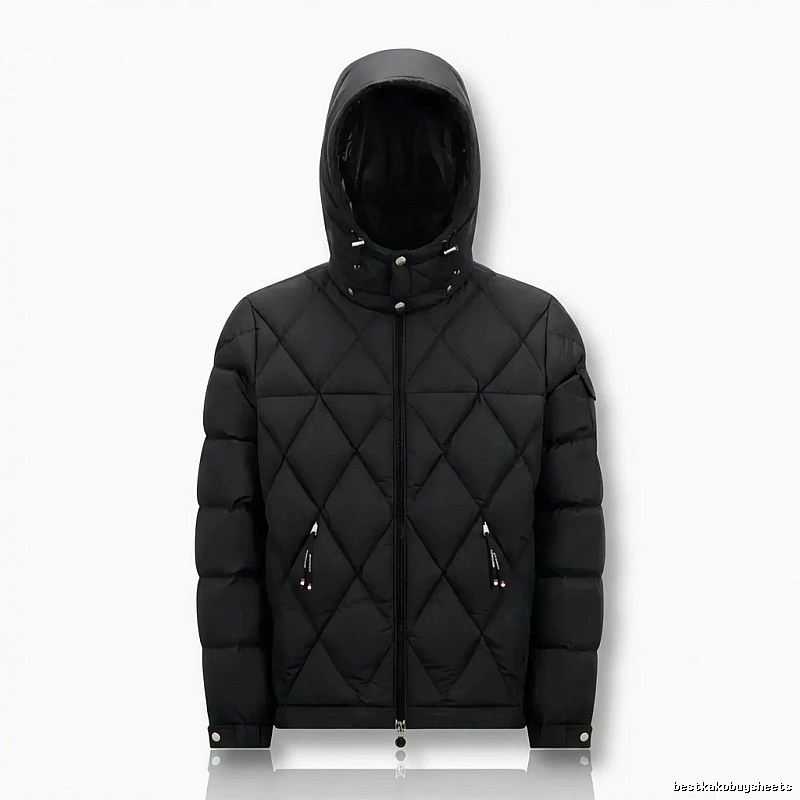 Moncler diamond-check trendy and cool style black down jacket