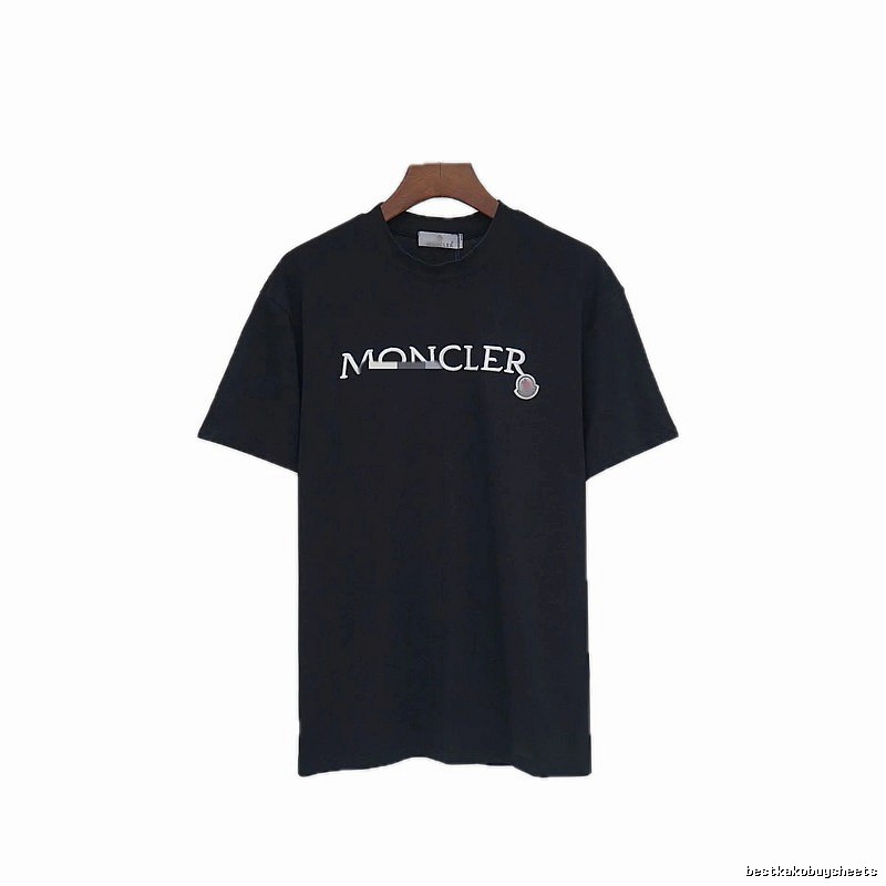 Moncler Embroidered Casual-Style Black T-Shirt