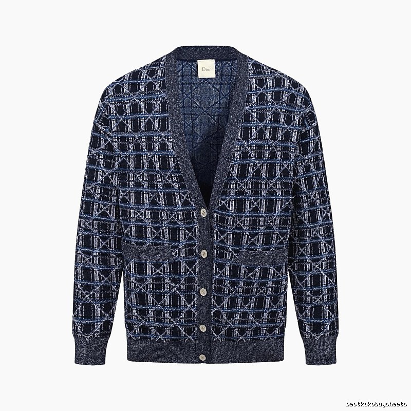 Navy Dior Button-front Cardigan for Layered Winter Looks