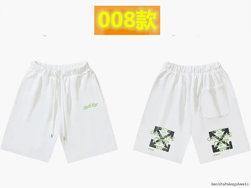 Off-White 008 style white trendy brand shorts