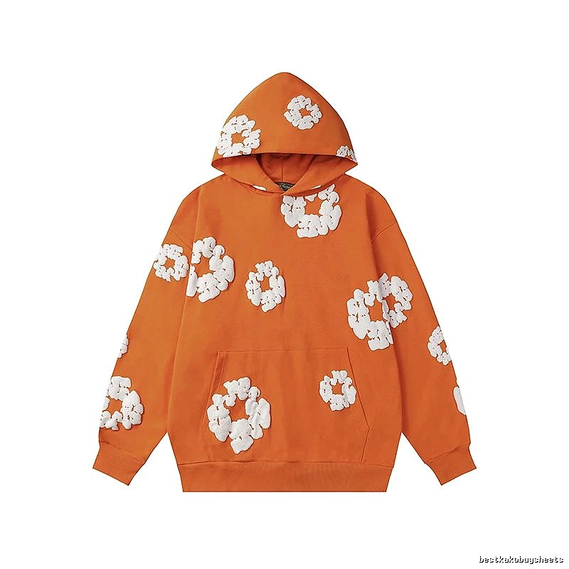 Orange Flower Pattern Hoodie Warm Tone