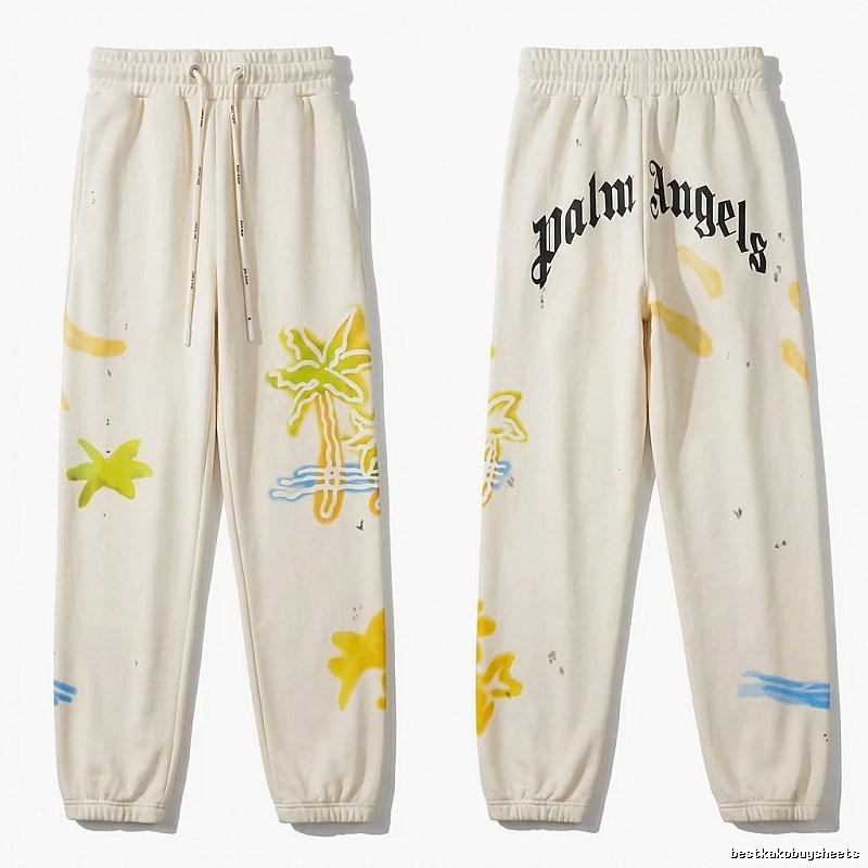 Palm Angels Graffiti Style White Sweatpants