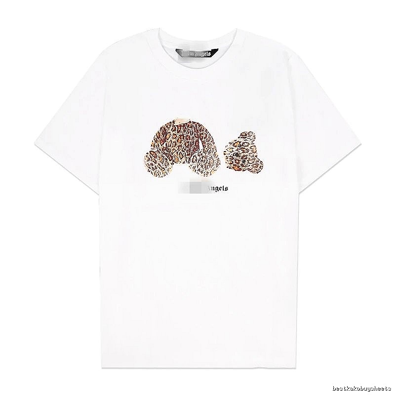 Palm Angels Logo Detail Bear graphic T-shirt White Colorful Bear with Relaxed Feel