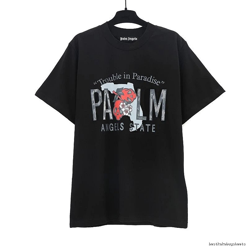 Palm Angels Travel Logo T-shirt White Palm Tree with Modern Look