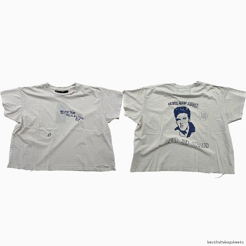 Paly Hollywood Elvis Vintage Distressed White T-Shirt