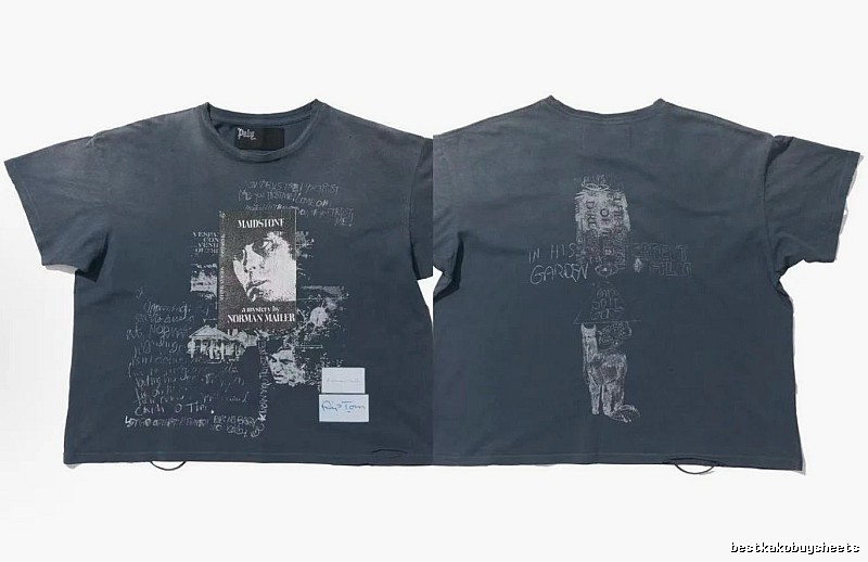 Paly Hollywood Portrait Graffiti Vintage Washed Grey T-shirt