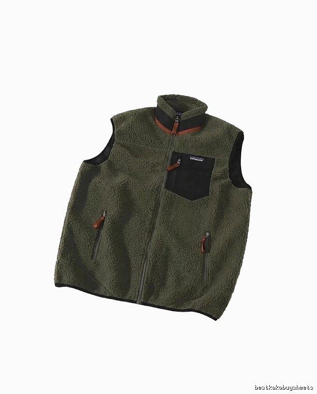 Patagonia retro-style olive green vest