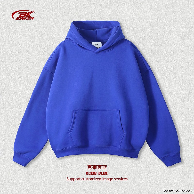 Patterned Pullover hoodie Navy Blank Kangaroo with Polished Detail