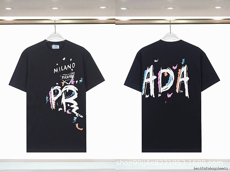 Prada Graffiti Collection Street Style Black T-Shirt