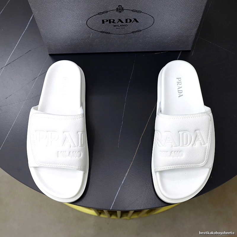 Prada Milan Collection Minimalist Style White Slides