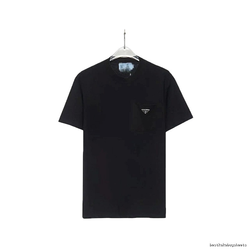 Prada Triangle Logo Minimalist Style Black Short-sleeve T-shirt