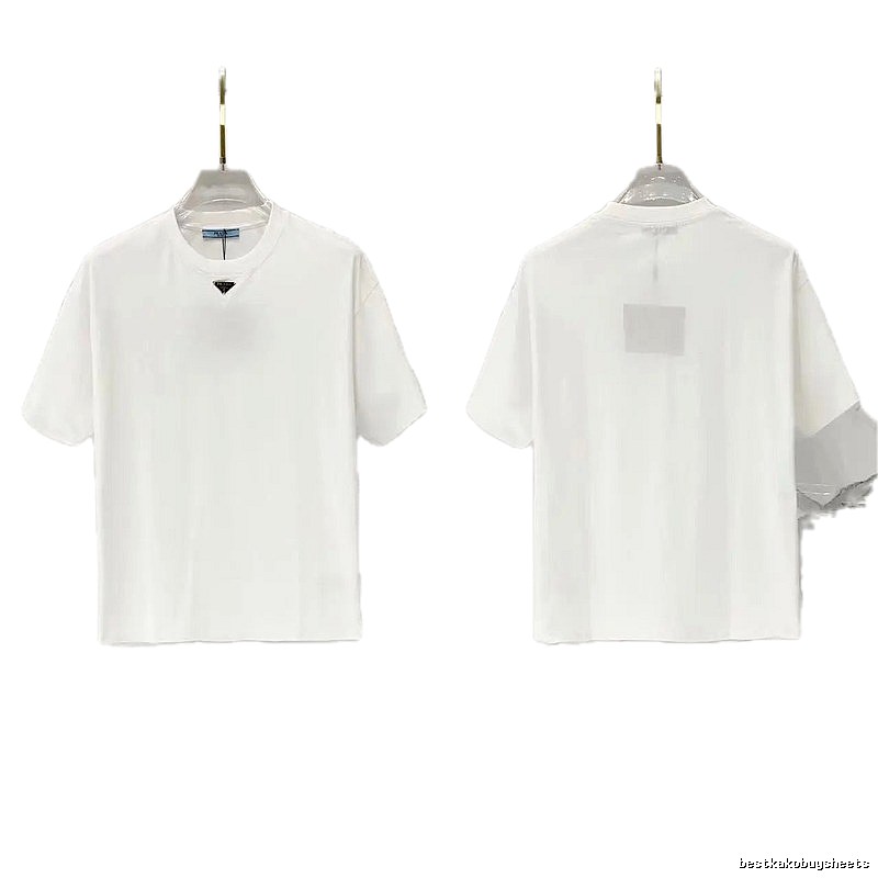 Prada Triangle Logo Minimalist Style White T-Shirt