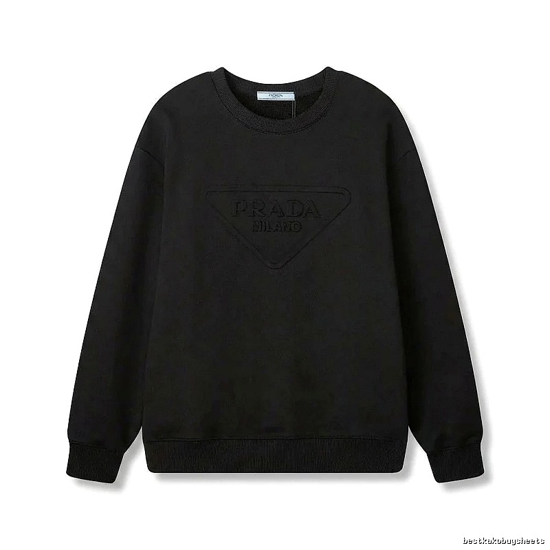 Prada triangular logo simple black sweatshirt