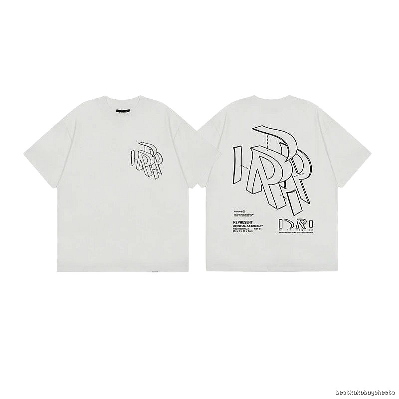 Represent Geometric Print Street-style Off-white T-shirt