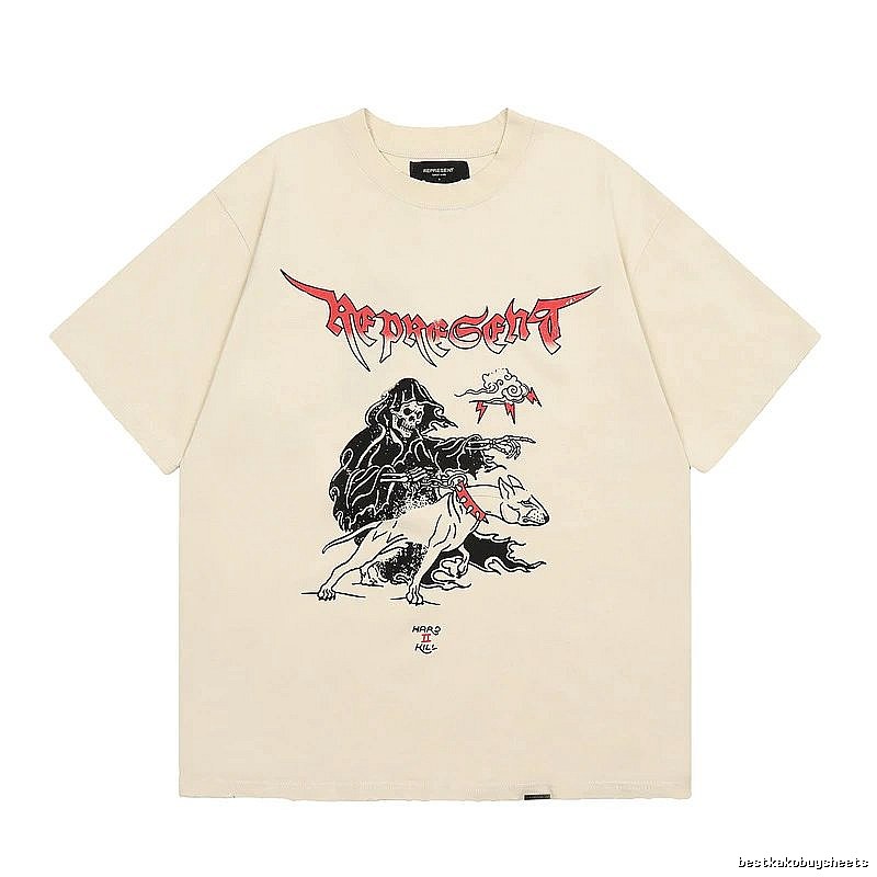 Represent Grim Reaper Print Vintage High Street Beige T-Shirt
