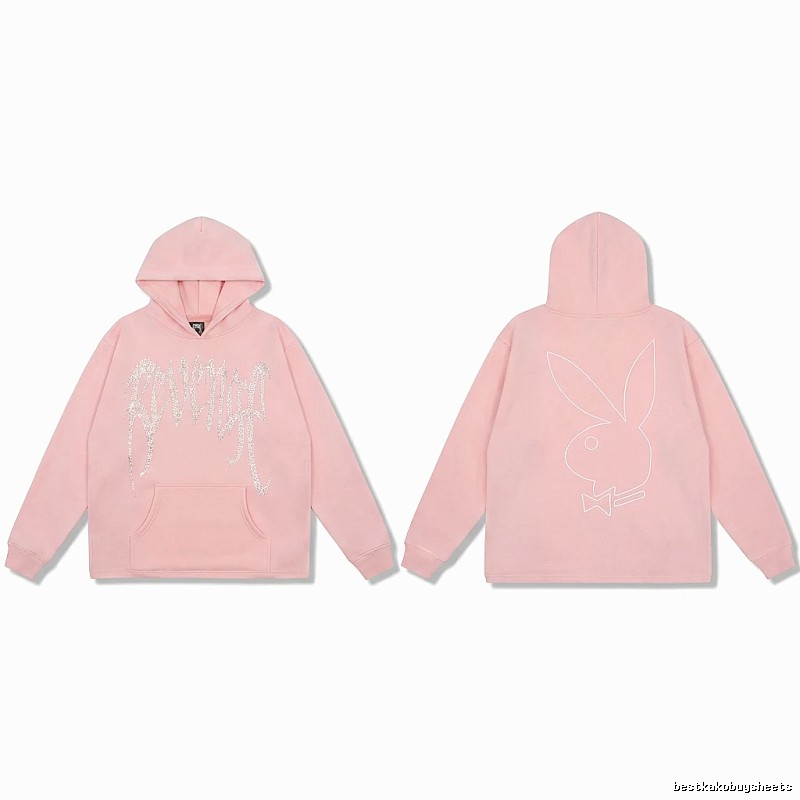 Revenge rabbit print pink hoodie
