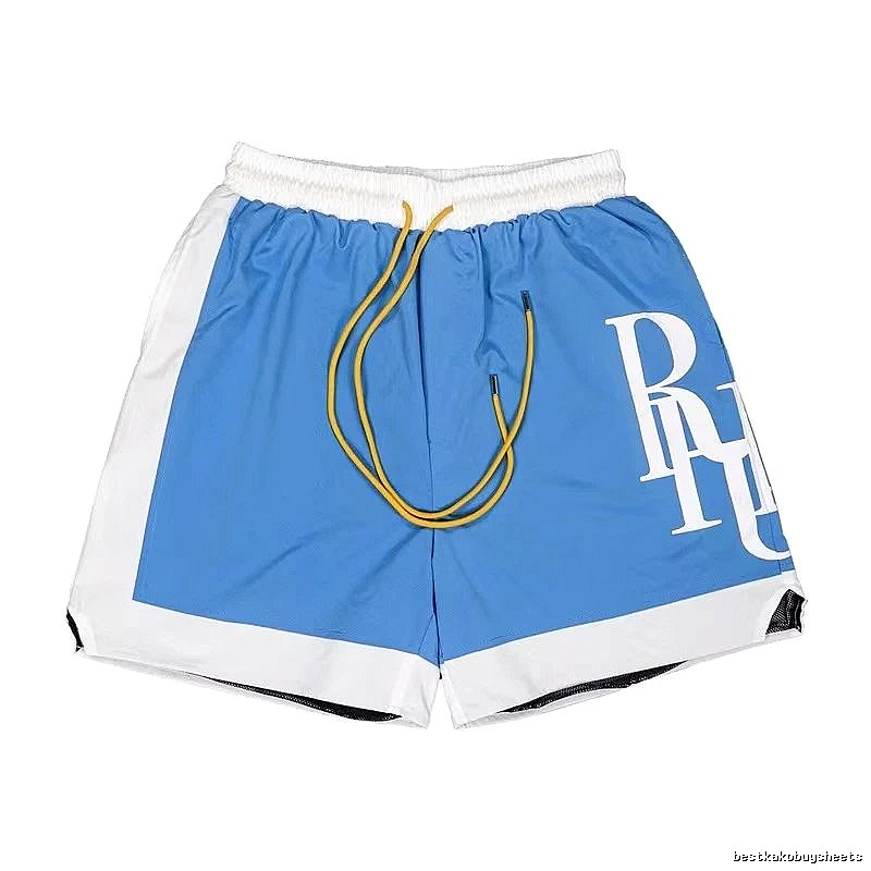 RHUDE Blue and White Contrast Color Sports Shorts