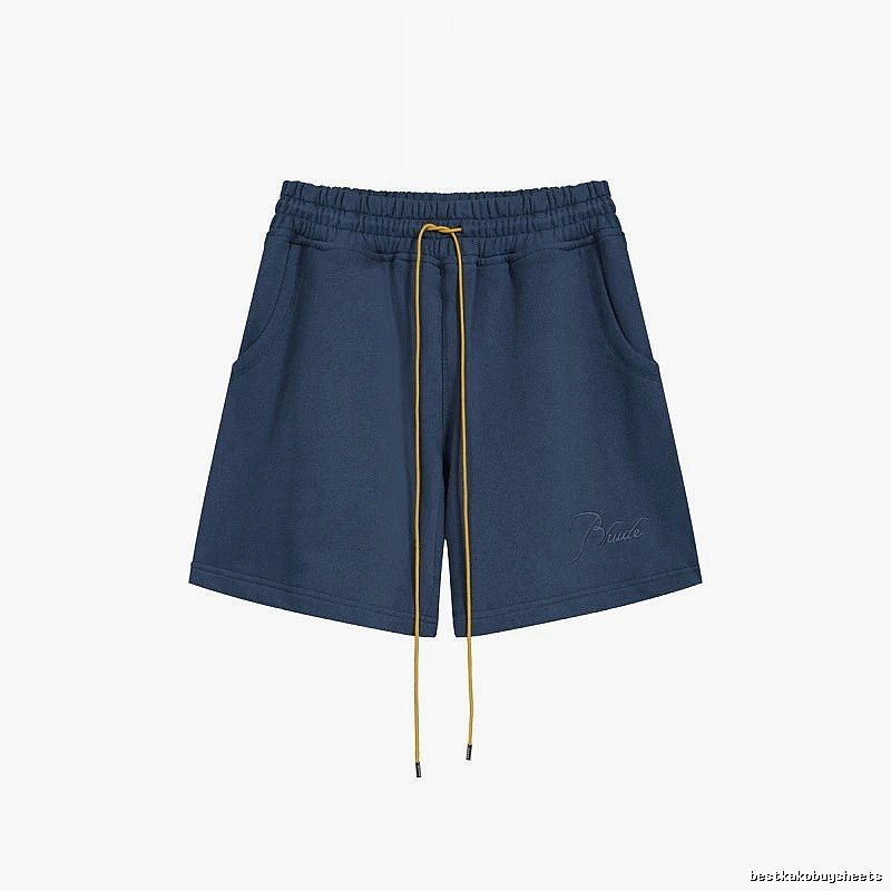 RHUDE minimalist style navy blue shorts