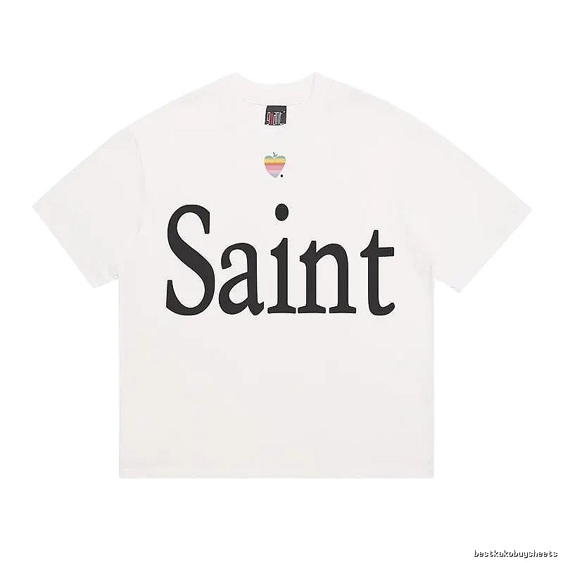 SAINT Letter Print Street Style Off-white T-shirt
