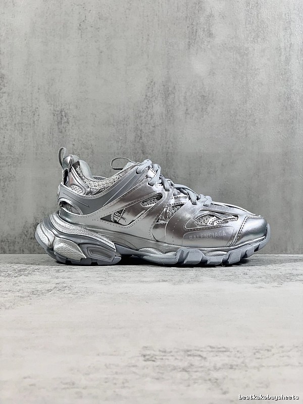 Silver Runner Sneaker by Balenciaga with Silver Layered Runner Side Profile