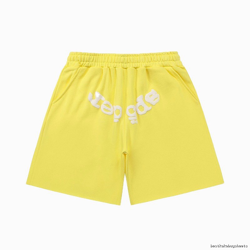 Sp5der casual style yellow shorts