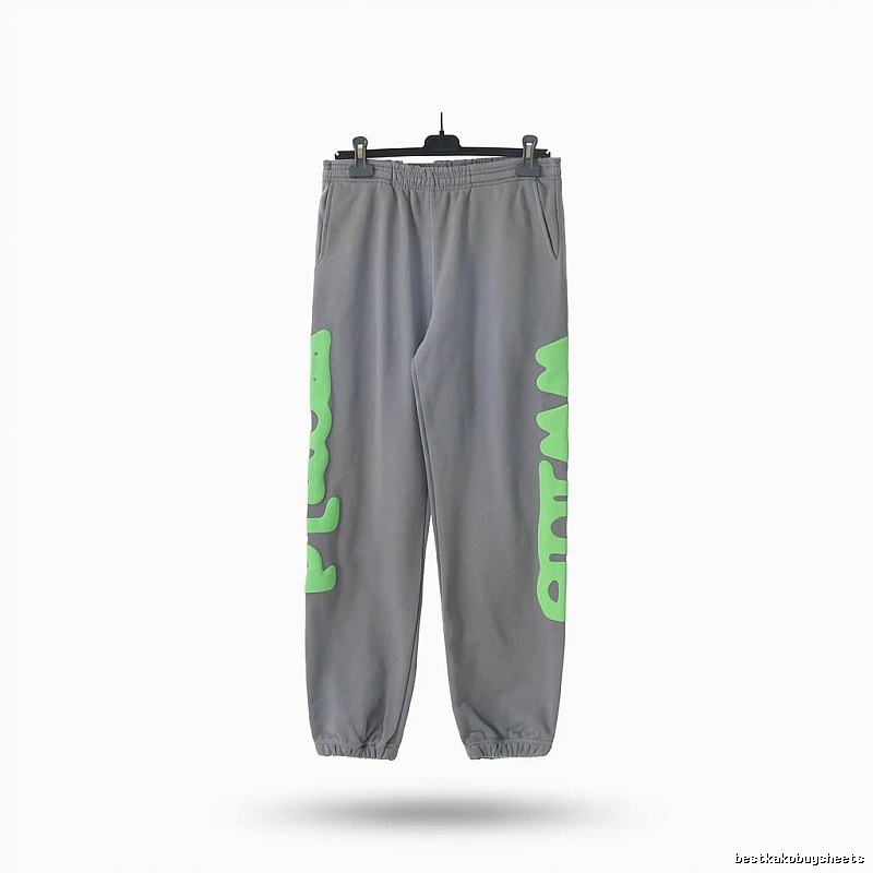 Sp5der Fluorescent Letter Trendy Grey Sweatpants