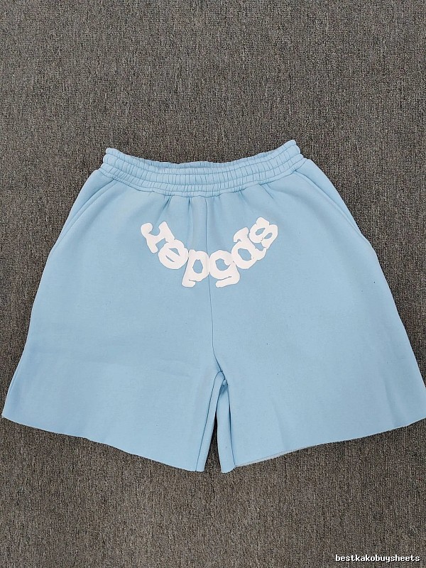 Sp5der Foam Print Street Style Light Blue Shorts