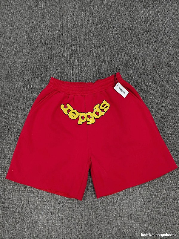 Sp5der Foam Print Street Style Red Casual Shorts