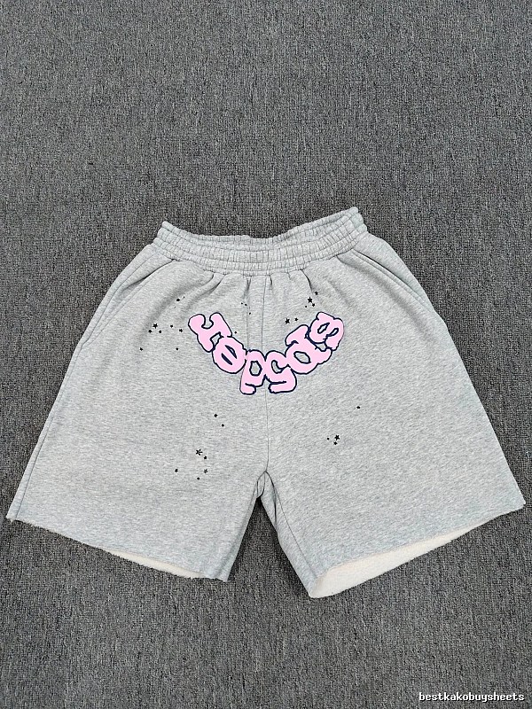 Sp5der Printed Street Style Grey Shorts