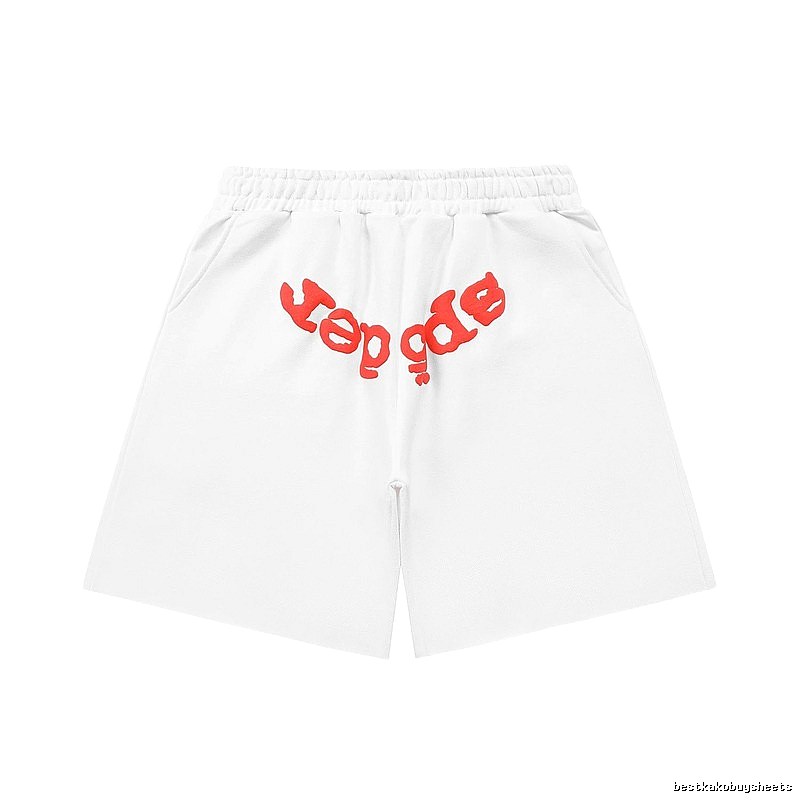 Sp5der red letter white shorts