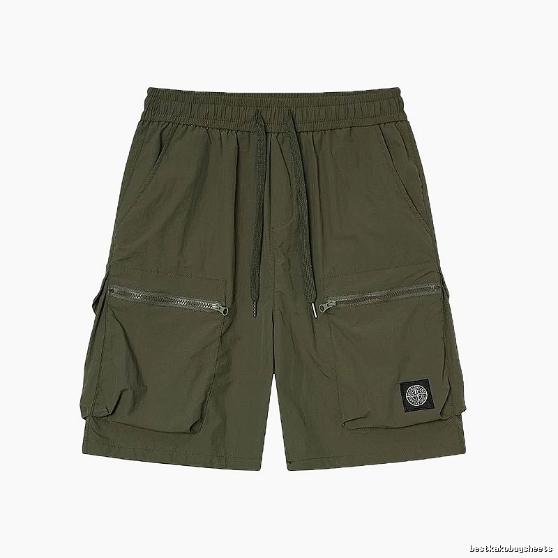 Stone Island Classic Technical Workwear Style Army Green Shorts