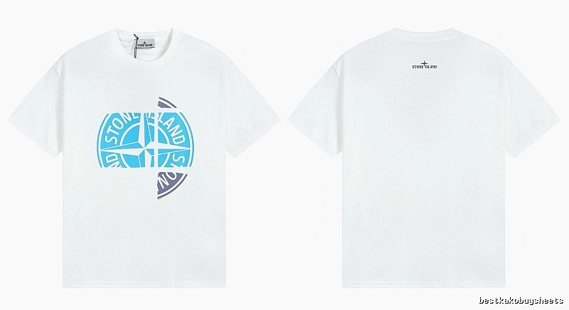 Stone Island Compass Print Cool Trendy Style White T-Shirt