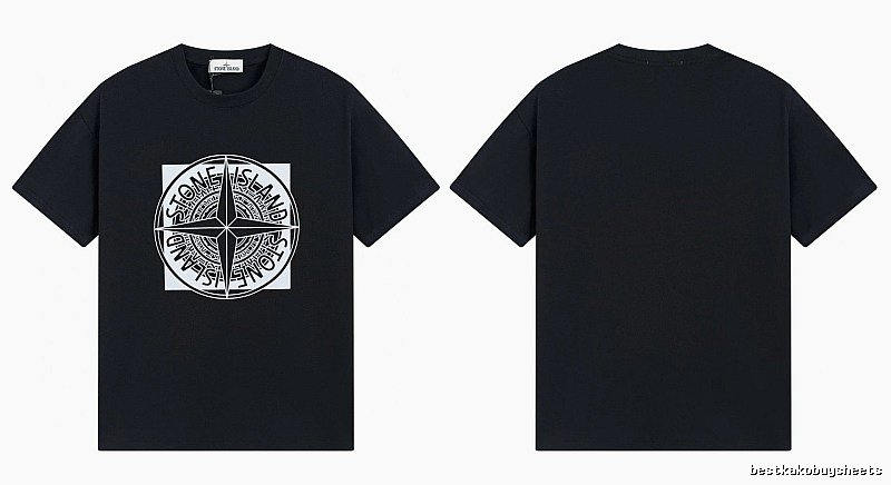 Stone Island Compass Print Street Style Black T-Shirt