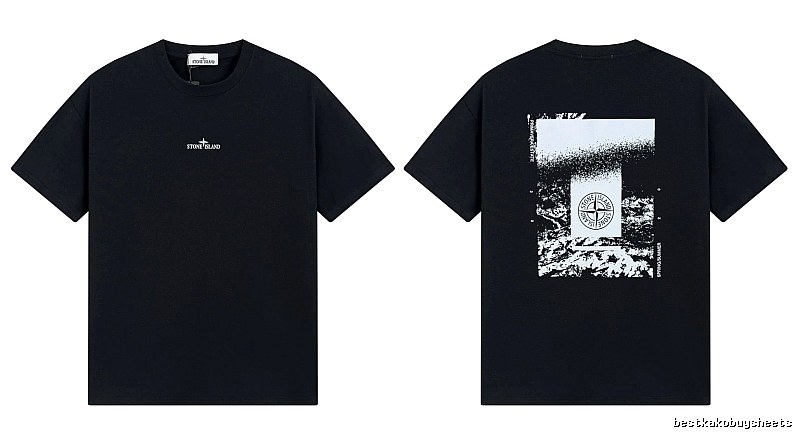 Stone Island Printed Functional Style Black Short Sleeve T-Shirt