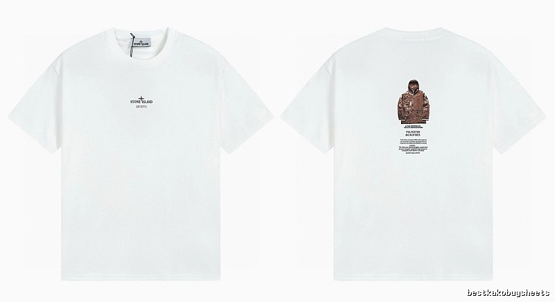 Stone Island Printed Functional Style White Short Sleeve T-shirt
