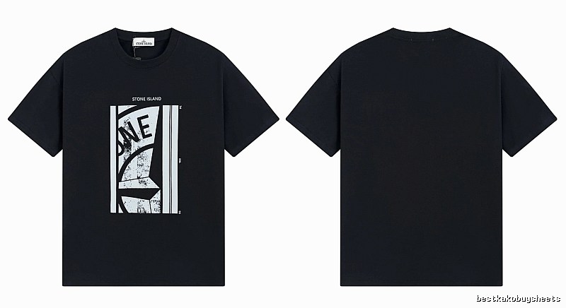 Stone Island Printed Street Style Black T-shirt