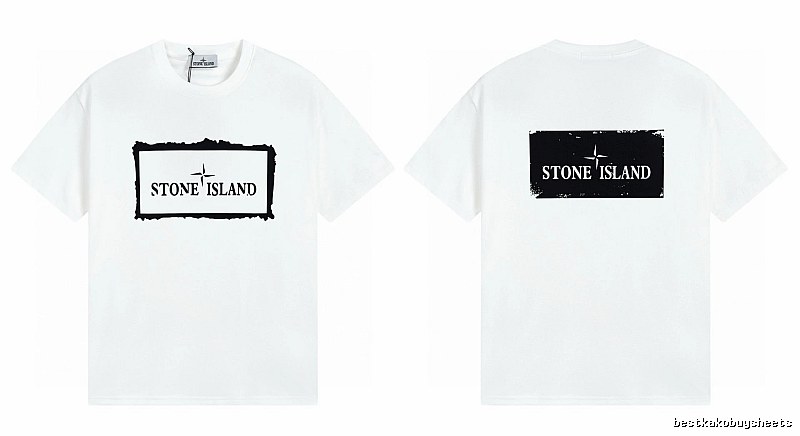 Stone Island Printed Street Style White Short Sleeve T-Shirt