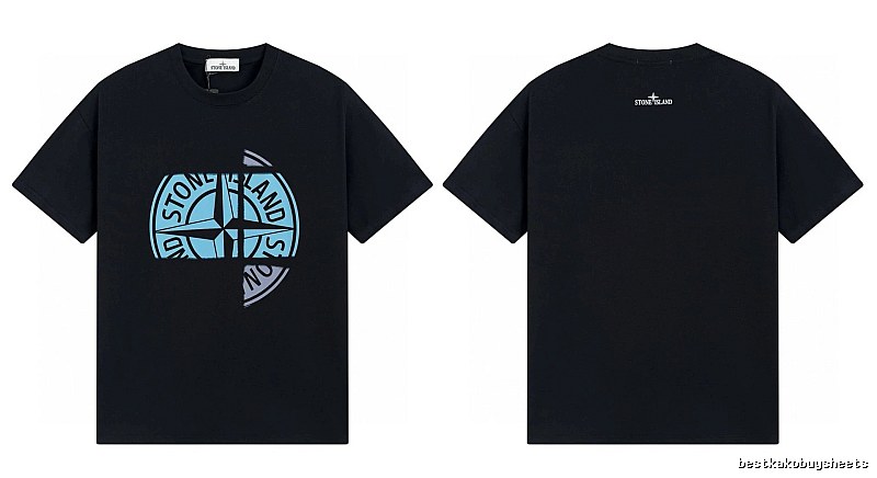 Stone Island Split Compass Street Style Black T-Shirt
