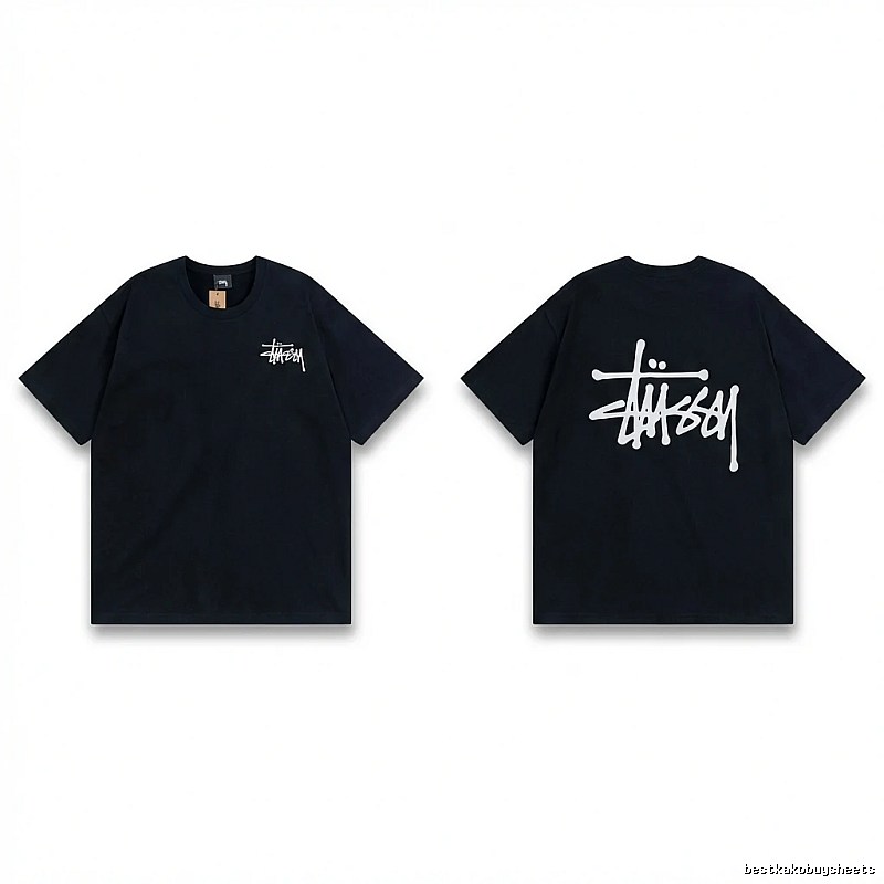 Stussy basic style simple black T-shirt
